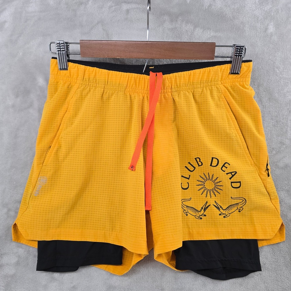 Roark Mens XS Bommer Shorts Yellow Club Dead 2-in-1 Compression Liner Ripstop